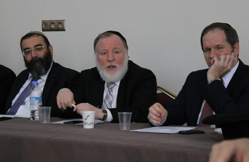 Rabbi Baksht of Odessa addresses members of the CER in Tbilisi (photo credit: SAM SOKOL)