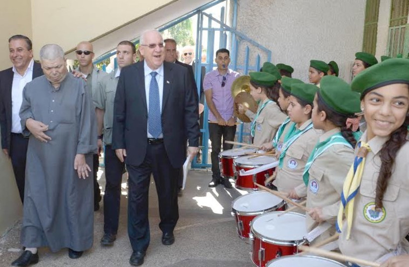 President Rivlin in Kfar Kasim, October 26, 2014.  (photo credit: Mark Neiman/GPO)
