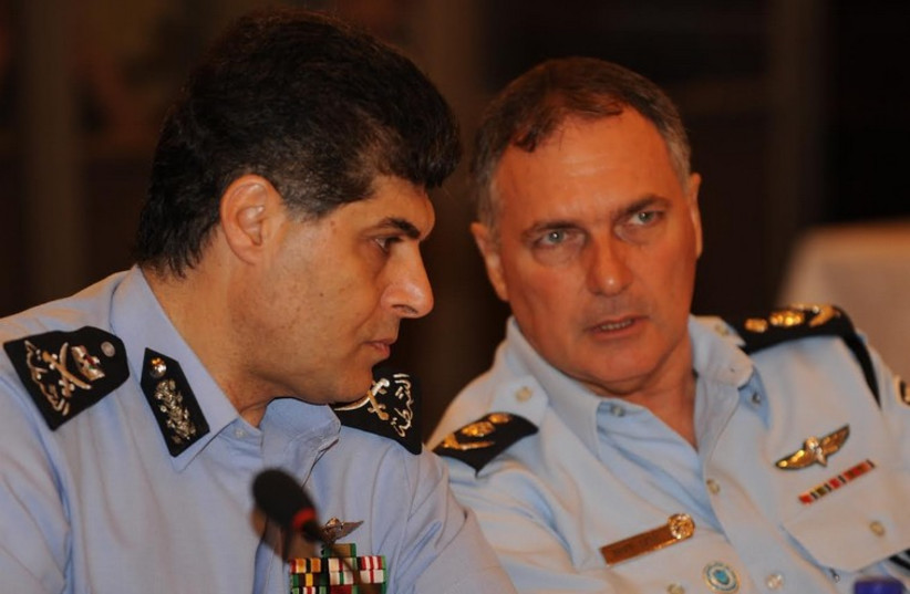 Israel Police Commissioner Inspector General Yochanan Danino meets with head of the Palestinian Civil Police, Gen. Hazem Atallah, in Jericho in 2013.  (photo credit: COURTESY ISRAEL POLICE)