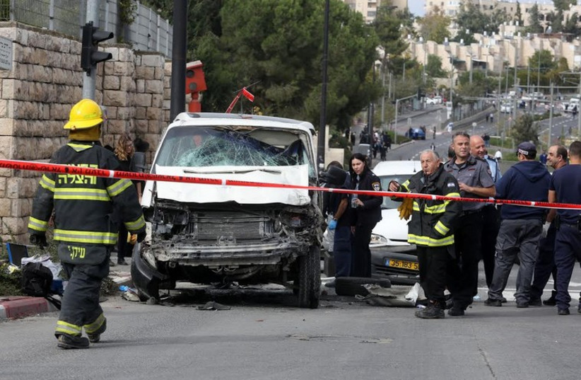 Scene of Jerusalem terror attack, November 5 (photo credit: MARC ISRAEL SELLEM)