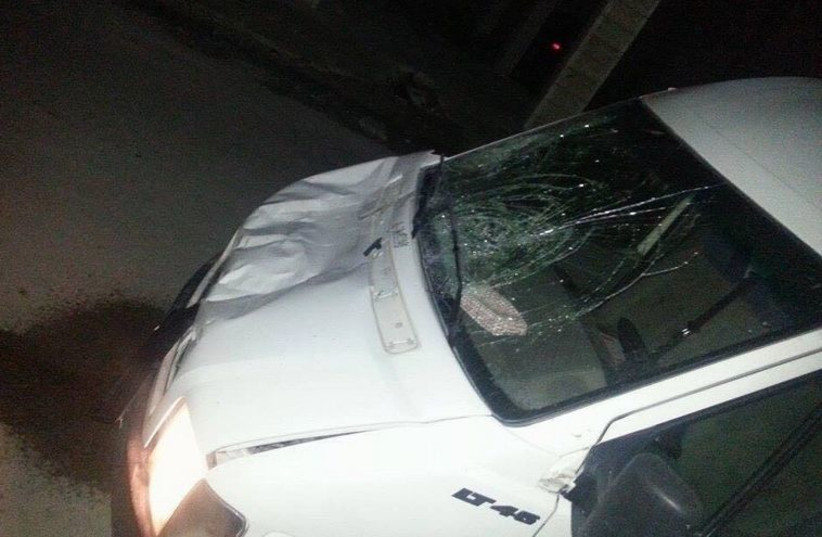 The van used by Palestinian motorist in vehicular terror attack in Gush Etzion‏. (photo credit: TAZPIT)