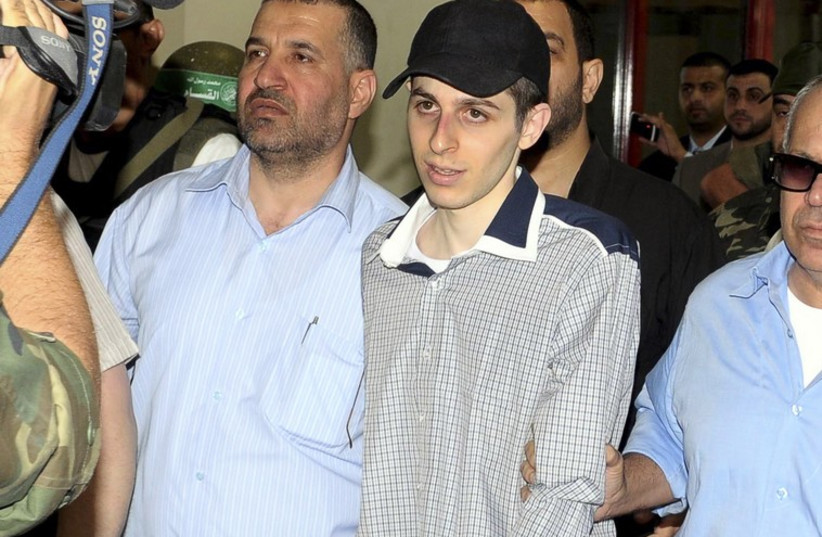 Gilad Schalit released by Hamas captors as part of prisoner swap in 2011. (photo credit: REUTERS)