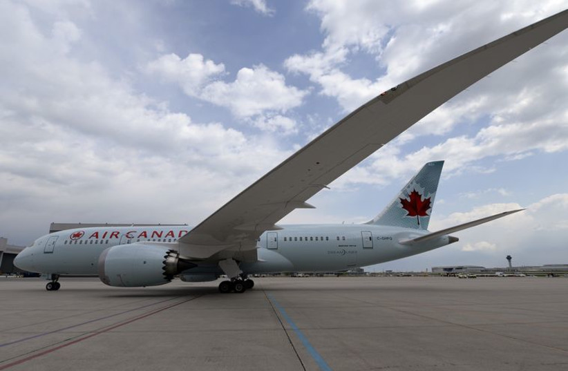 Air Canada's Boeing 787 Dreamliner taxis toward a hangar after landing at Pearson International Airport in Toronto, May 18 (photo credit: REUTERS)