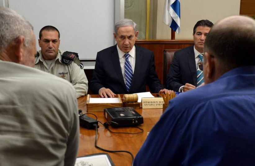 Prime Minister Benjamin Netanyahu convenes defense chiefs in Jerusalem (photo credit: HAIM ZACH/GPO)