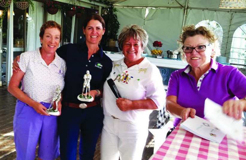 LADIES DAY victors (from left) Linda Streit and Olga Nadar pose with Ga’ash Golf ladies club captain Marilyn Cooper and tournament organizer Gill Sadeghi (photo credit: REUTERS)