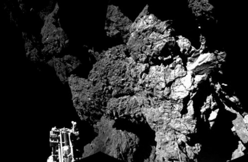 European space probe safely anchored on comet surface (photo credit: REUTERS)