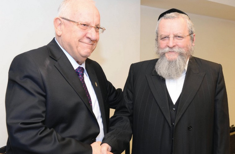 Presdident Reuven Rivlin with Rabbi Elimelech Firer (photo credit: Courtesy)
