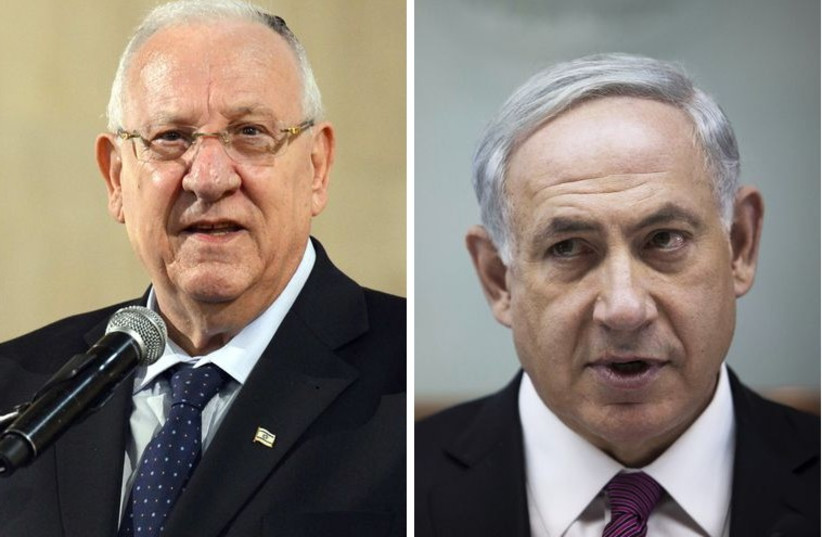 President Reuven Rivlin (L) and Prime Minister Benjamin Netanyahu (R) (photo credit: HAIM ZACH/GPO/REUTERS)