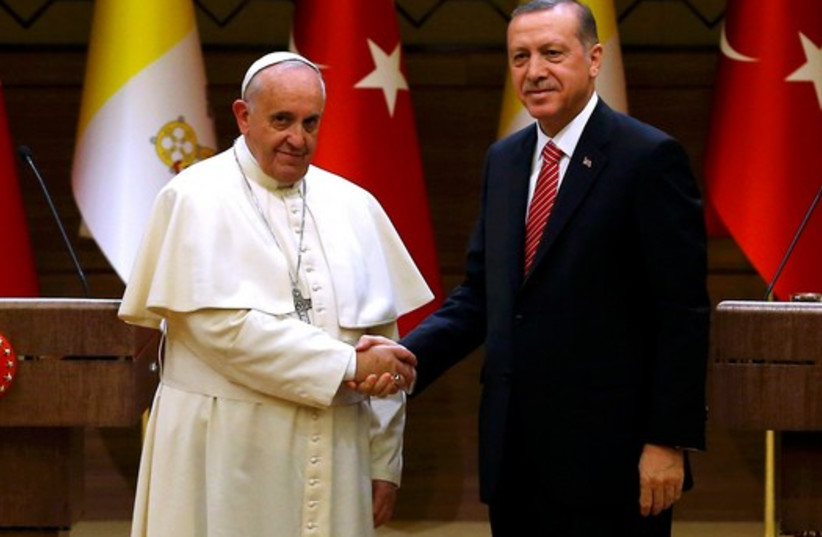  Pope Francis and Turkey's President Tayyip Erdogan (photo credit: REUTERS)