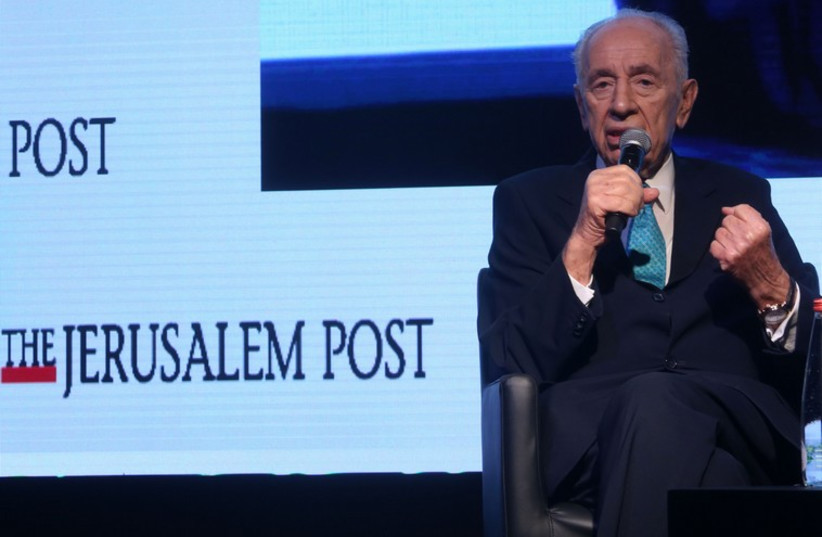 Shimon Peres speaks at JPost Diplomatic Conference (photo credit: MARC ISRAEL SELLEM/THE JERUSALEM POST)