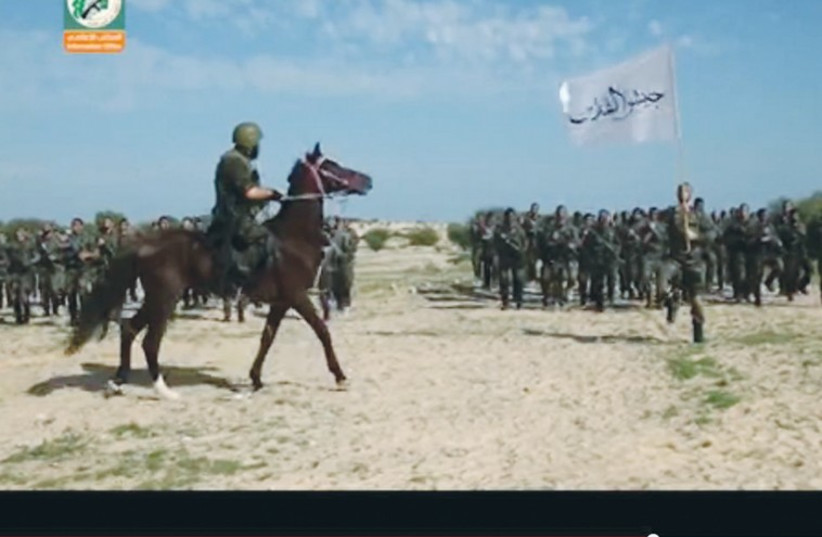 A VIDEO purportedly showing Hamas operatives training to strike IDF posts. (photo credit: YOUTUBE SCREENSHOT)