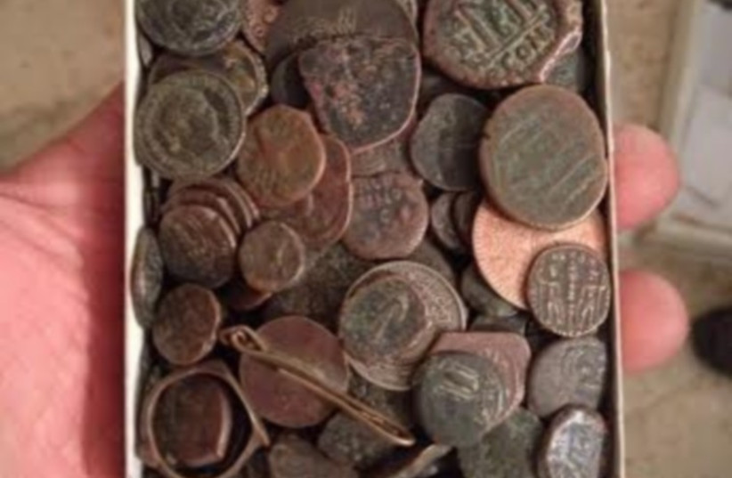 An image of the stolen coins retrieved by the Israel Antiquities Authority Robbery Prevention Unit.  (photo credit: COURTESY OF IAA ROBBERY PREVENTION UNIT)