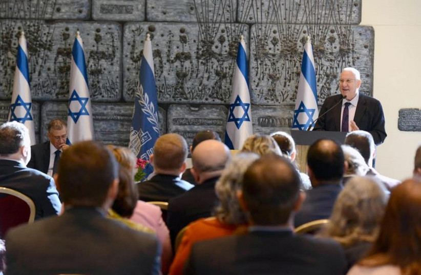 President Reuven Rivlin addresses Israeli ambassadors serving in Europe.  (photo credit: PRESIDENTIAL SPOKESPERSON OFFICE)