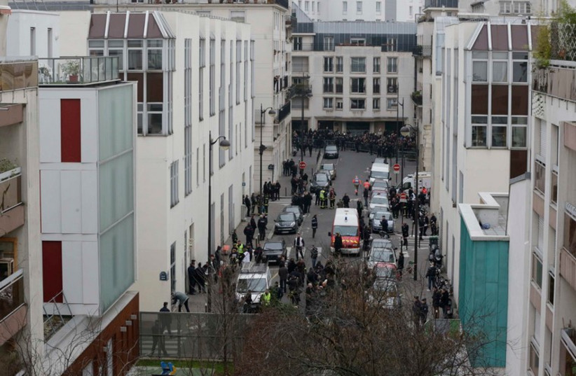 Paris street where gunmen killed 12 (photo credit: REUTERS)