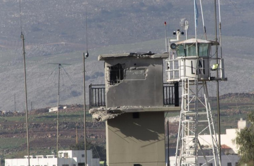 An observation post damaged during Israeli reprisals following a Hezbollah attack on January 28, 2015 (photo credit: REUTERS)