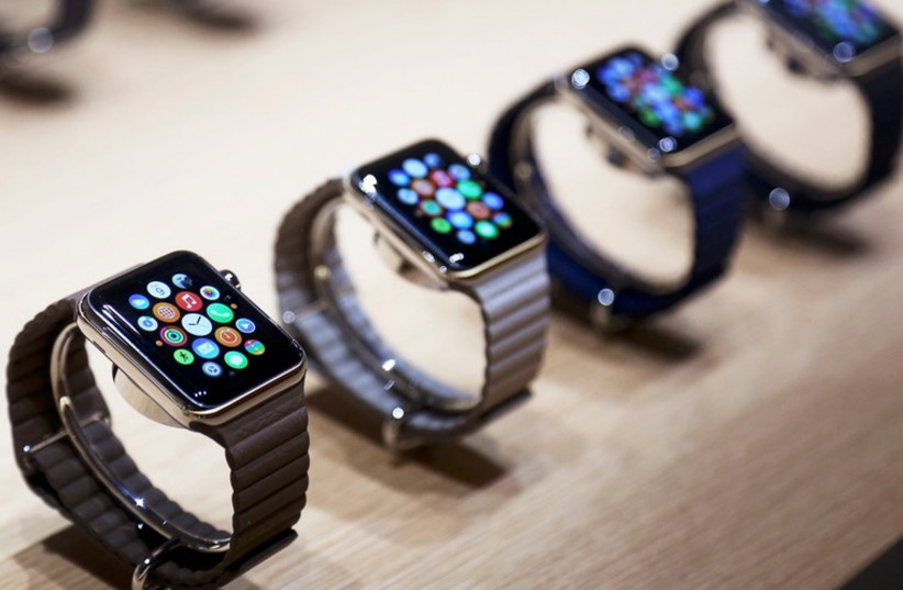 Apple watches are displayed following an Apple event in San Francisco, California March 9, 2015.  (photo credit: REUTERS)