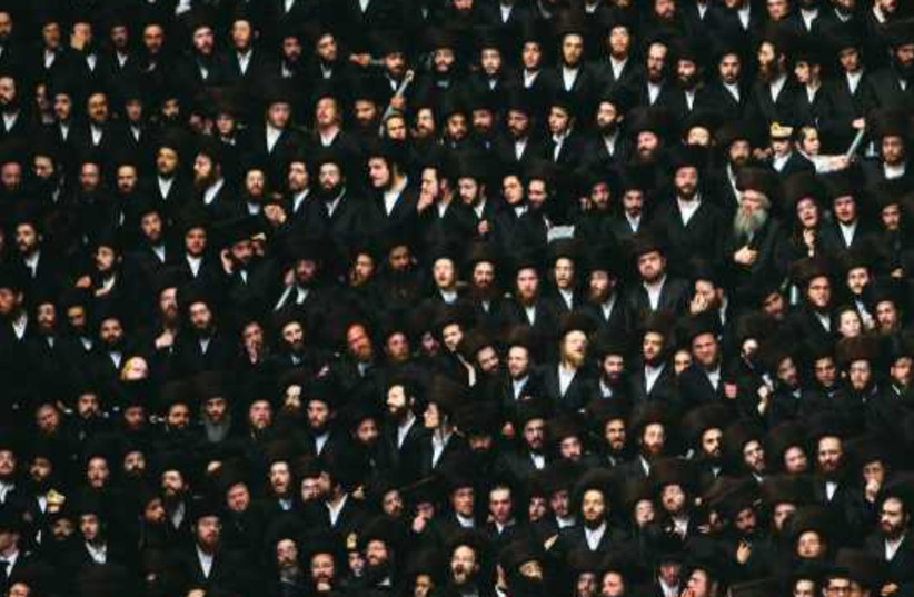 Followers of the Belz Hassidic movement attend a wedding in Jerusalem. (photo credit: REUTERS)
