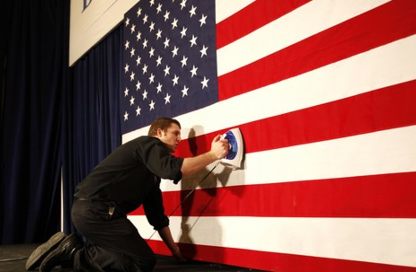 Iowa Caucus ironing the flag