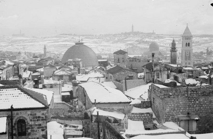Snow covers Jerusalem's Old City