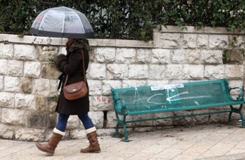 Residents cope with the rain in Jerusalem