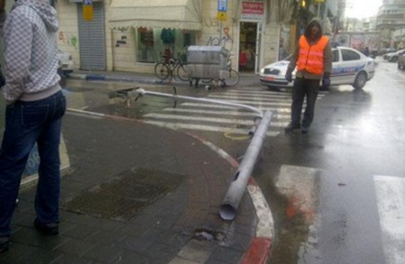 Downed telephone pole in Tel Aviv