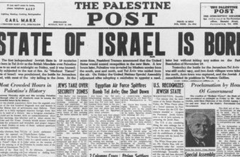 'State of Israel is born' Palestine Post 1948 (credit: 'Palestine Post')