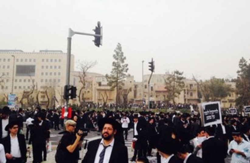 Haredi protest in Jerusalem, March 2, 2014. 