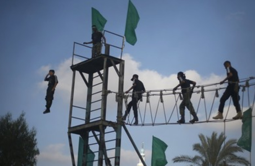 Palestinian youngsters in Gaza take part in a Hamas military training camp.