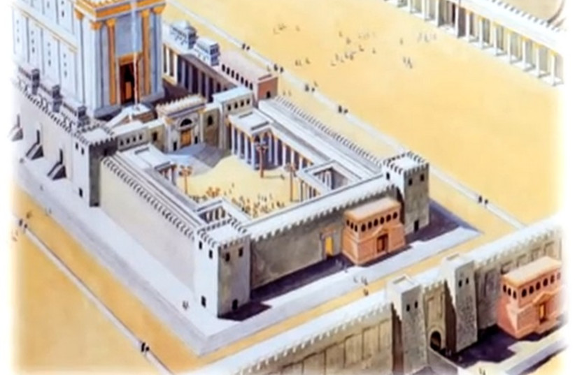 A computer-generated rendition of the Third Temple (credit: YOUTUBE SCREENSHOT)