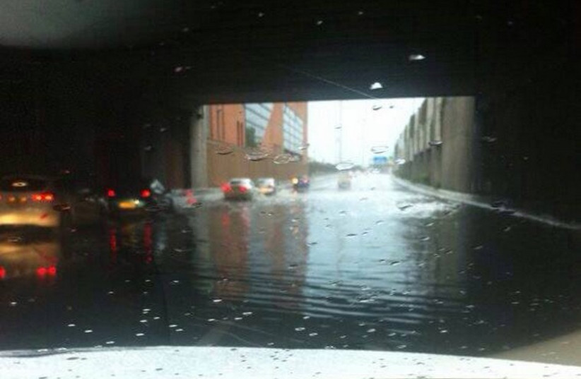 Flooded Ayalon Highway. November 16, 2014