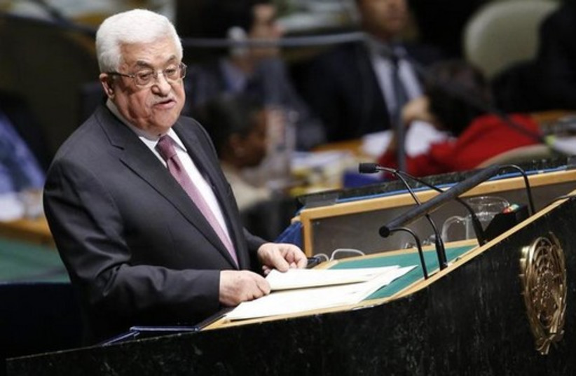 Palestinian Authority President Mahmoud Abbas at the UN Headquarters in New York [File] (credit: REUTERS)
