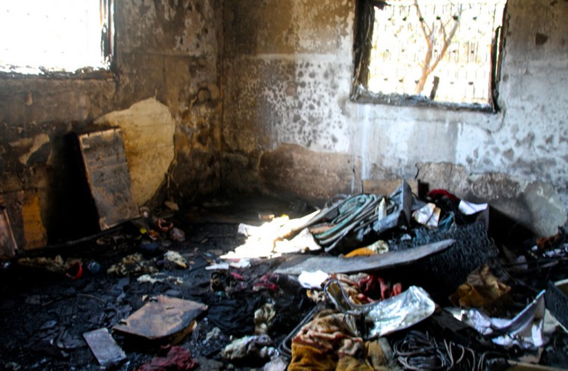 The bedroom where the Dawabsha family slept when Israeli terrorists threw a molotov cocktail through the window