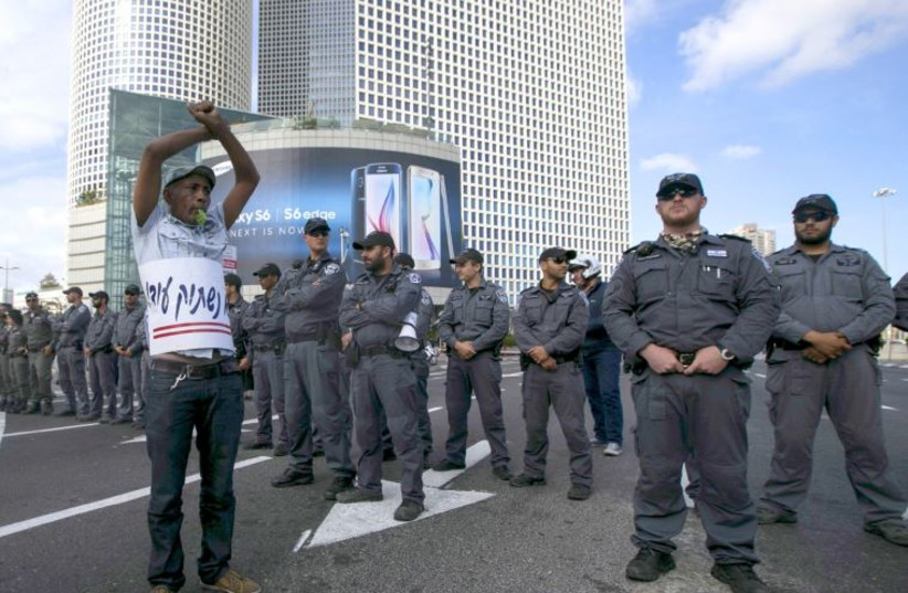 Israelis of Ethiopian origin demonstrated against police racism and brutality, May 3, after a video showing a policeman beating a soldier from the community went viral