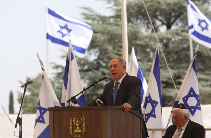 Prime Minister Benjamin Netanyahu at a memorial ceremony for Jewish immigrants who died on the way to Israel from Ethiopia, June 5, 2016‏