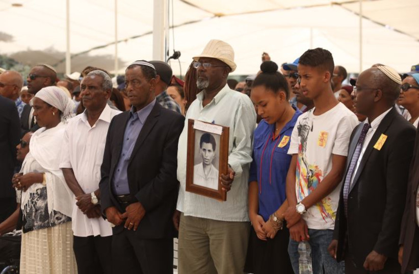 A memorial ceremony for Jewish immigrants who died on the way to Israel from Ethiopia, June 5, 2016‏