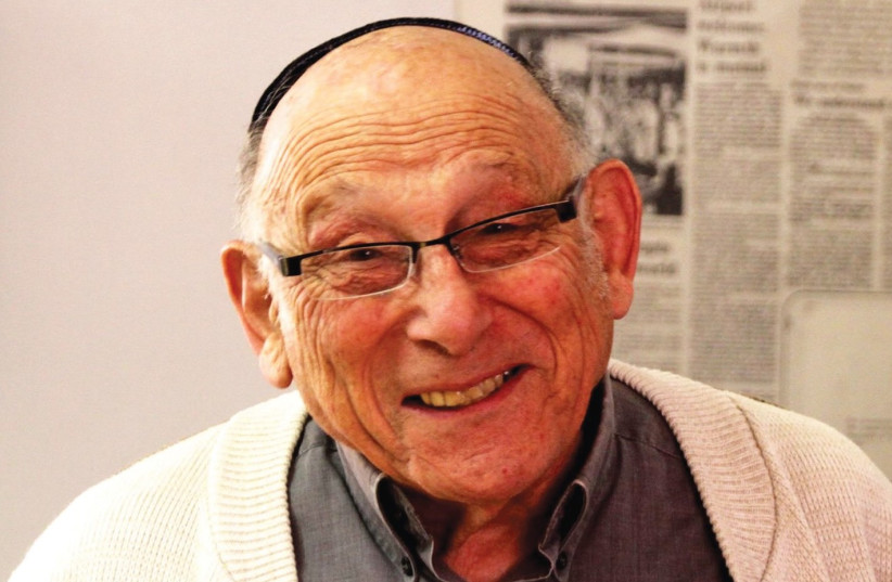 CHAIM COLLINS celebrates his 84th (or 21st) birthday at ‘The Jerusalem Post’ last year (photo credit: TOVAH LAZAROFF)