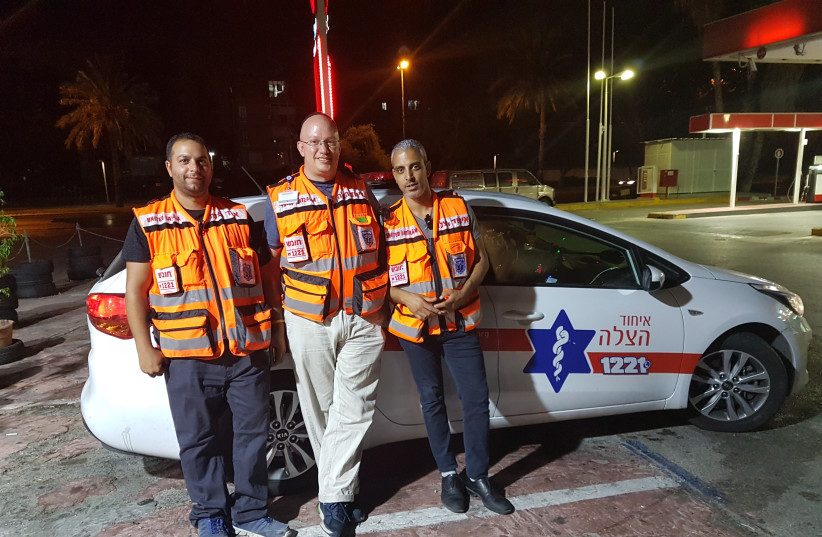 Raphael, Moshe, and Guy - United Hatzalah volunteers (photo credit: BECKY BROTHMAN)