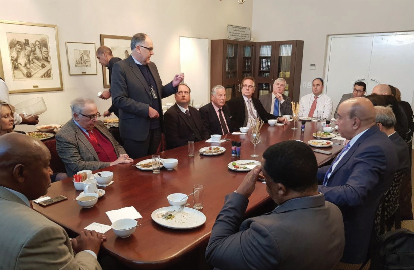 South African MPs meet with a delegation of MKs from the Labor, Zionist Union and Likud parties in Cape Town yesterday. (photo credit: AYELLET BLACK)