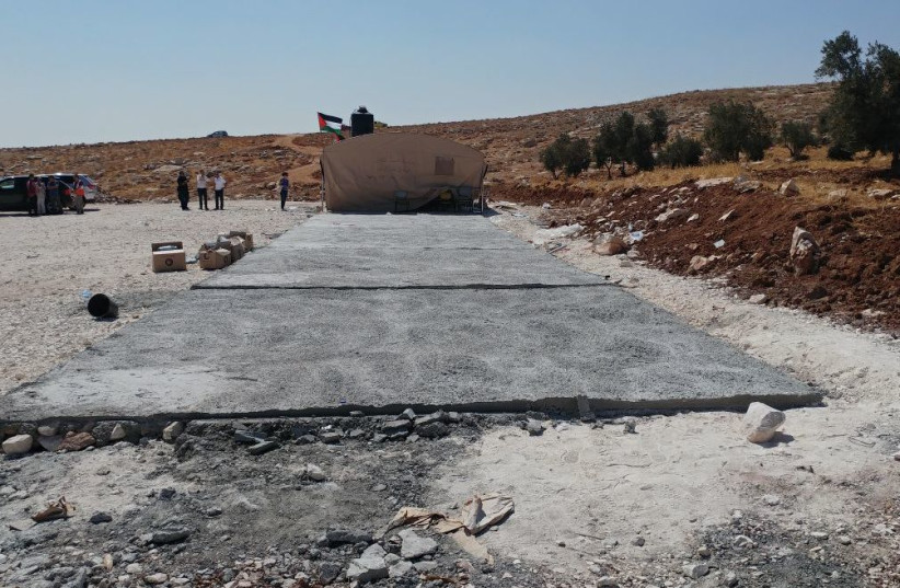The scene of an illegal EU-funded school demolished by the IDF (photo credit: TOVAH LAZAROFF)