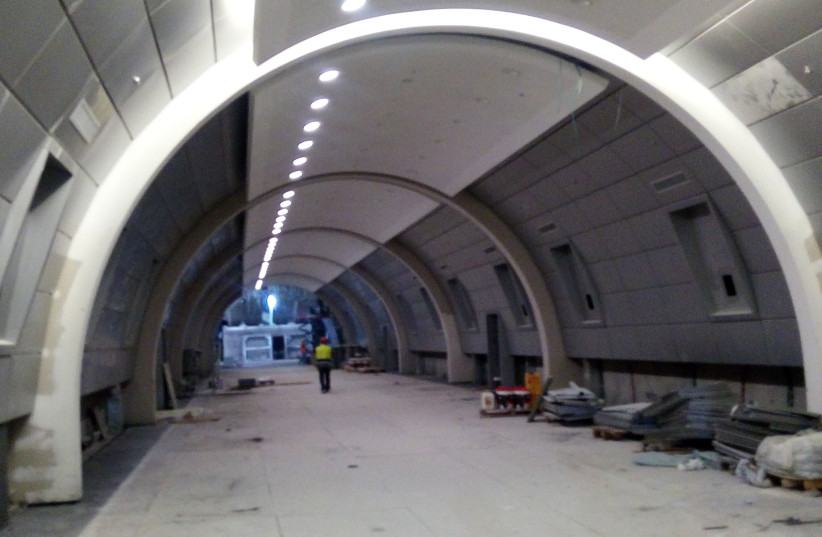 Deep underground, the construction site for the high speed train.  (photo credit: YAKIR FELDMAN)