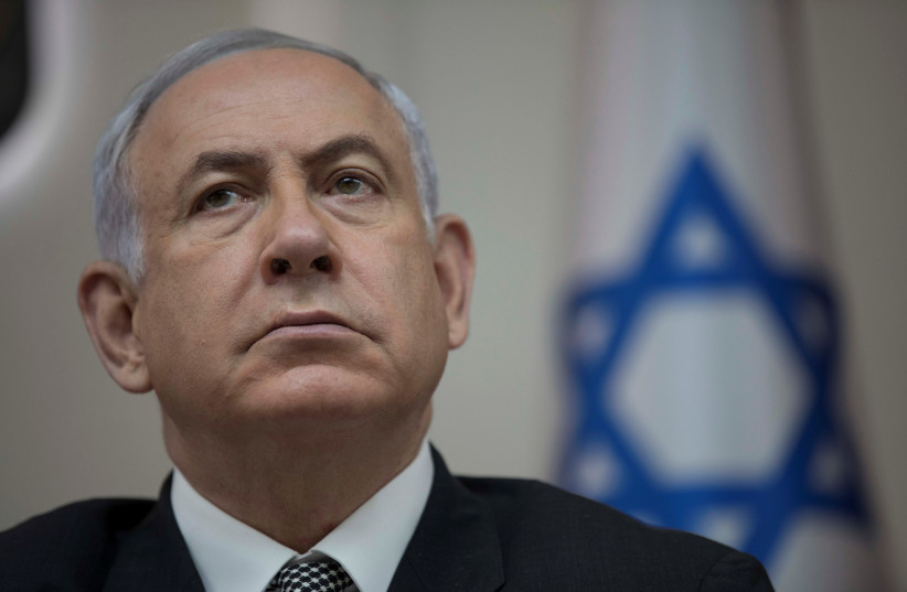 Israeli Prime Minister Benjamin Netanyahu attends a weekly cabinet meeting in Jerusalem, September 3, 2017. (photo credit: REUTERS)