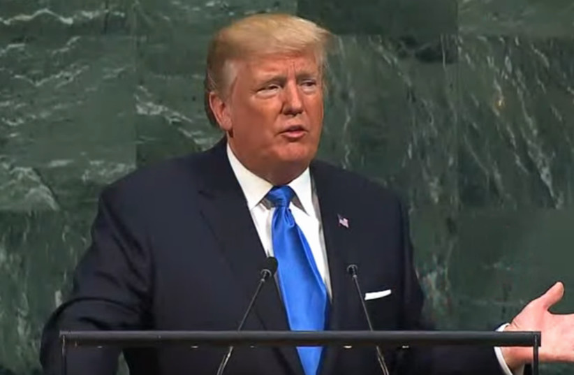 US President Donald Trump delivers a speech before the UN General Assembly (photo credit: screenshot)