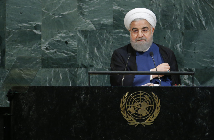 Iranian President Hassan Rouhani concludes his address at the 72nd United Nations General Assembly at UN headquarters in New York, US, September 20, 2017.  (photo credit: REUTERS)