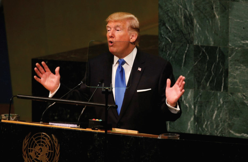 US PRESIDENT Donald Trump delivers his address to the United Nations General Assembly in New York last week. (photo credit: REUTERS)