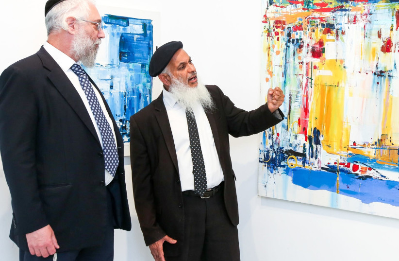 Digging deep: Artist Binyamin Basteker (right) with Rosenbach Contemporary Gallery owner Uri Rosenbach. (photo credit: MARC ISRAEL SELLEM)