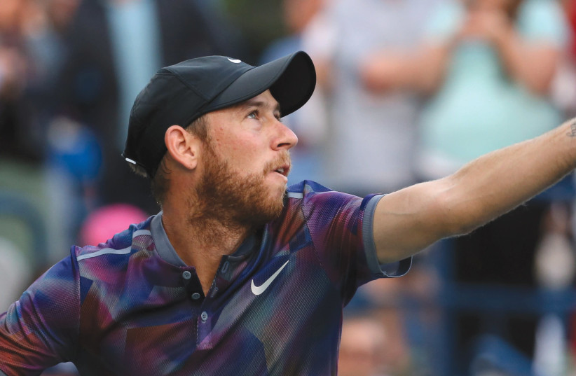 DUDI SELA serves on day three of the US Open tennis tournament in August. (photo credit: REUTERS)