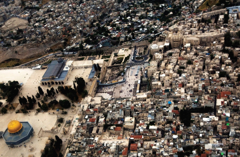 AN AERIAL view of the Temple Mount and east Jerusalem. (photo credit: REUTERS)