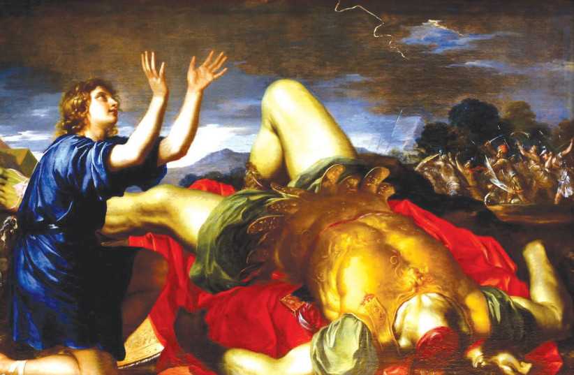 THE PAINTING ‘David Giving Thanks to God After the Death of Goliath’ by Charles Errard. (photo credit: Wikimedia Commons)