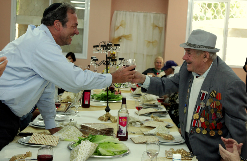 Rabbi in a Passover Seder IFCJ organized for Lonely elderly in Sderot (photo credit: IFCJ)