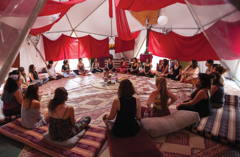 A woman’s circle at the Red Tent Retreat. (photo credit: JAMIE GORDON)